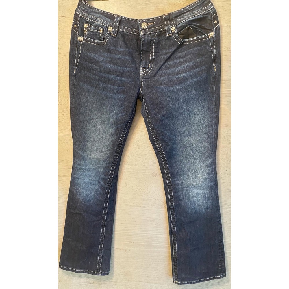 Miss Me Slim Bootcut Dark Wash Embellished Rhinestone Women's size 31 Jeans